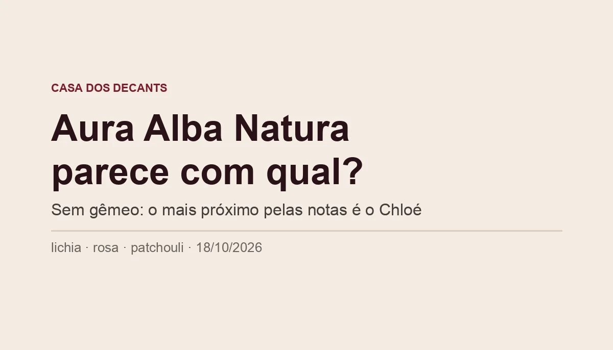 Capa tipográfica: Aura Alba Natura parece com qual? Sem gêmeo; o mais próximo pelas notas é o Chloé