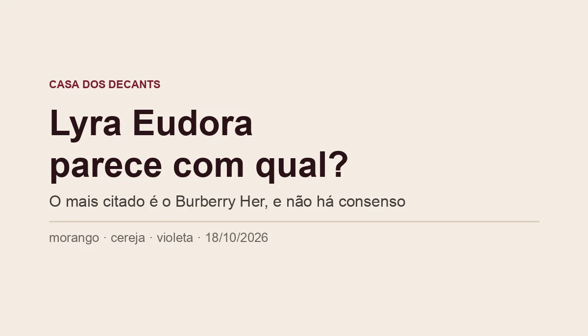 Capa tipográfica: Lyra Eudora parece com qual? O mais citado é o Burberry Her, e não há consenso