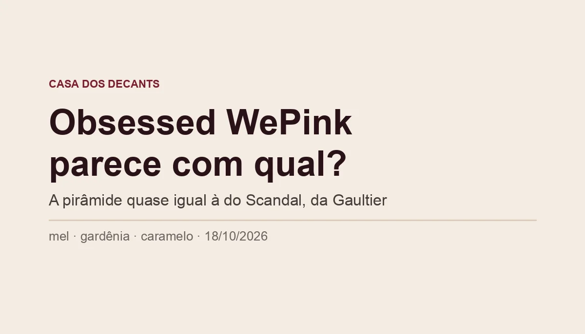 Capa tipográfica: Obsessed WePink parece com qual? A pirâmide quase igual à do Scandal, da Gaultier